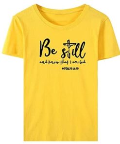 Fullyday Women's Summer O-Neck Short Sleeve T-Shirts, Casual Letter Print Be Still Tee Top for Ladies Teen Girls
